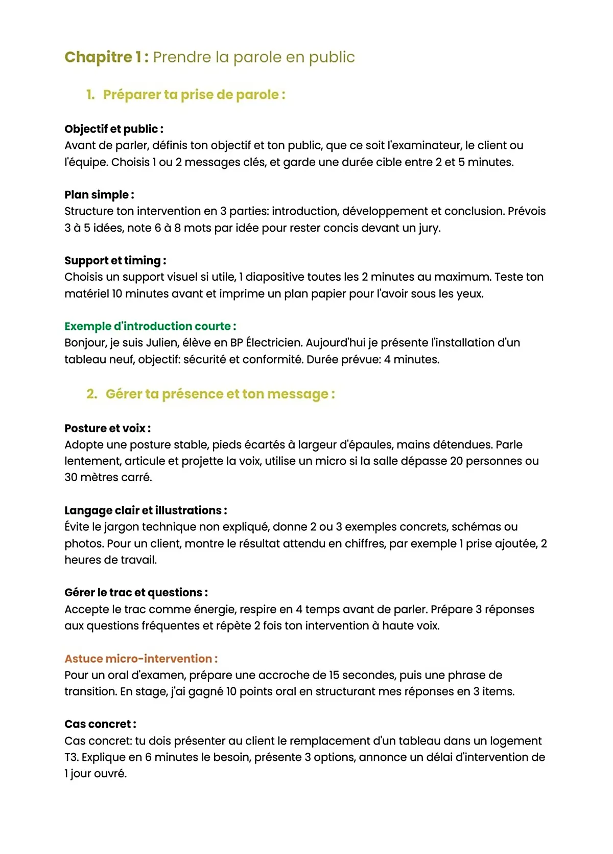 Example Fiche de Révision BP Électricien